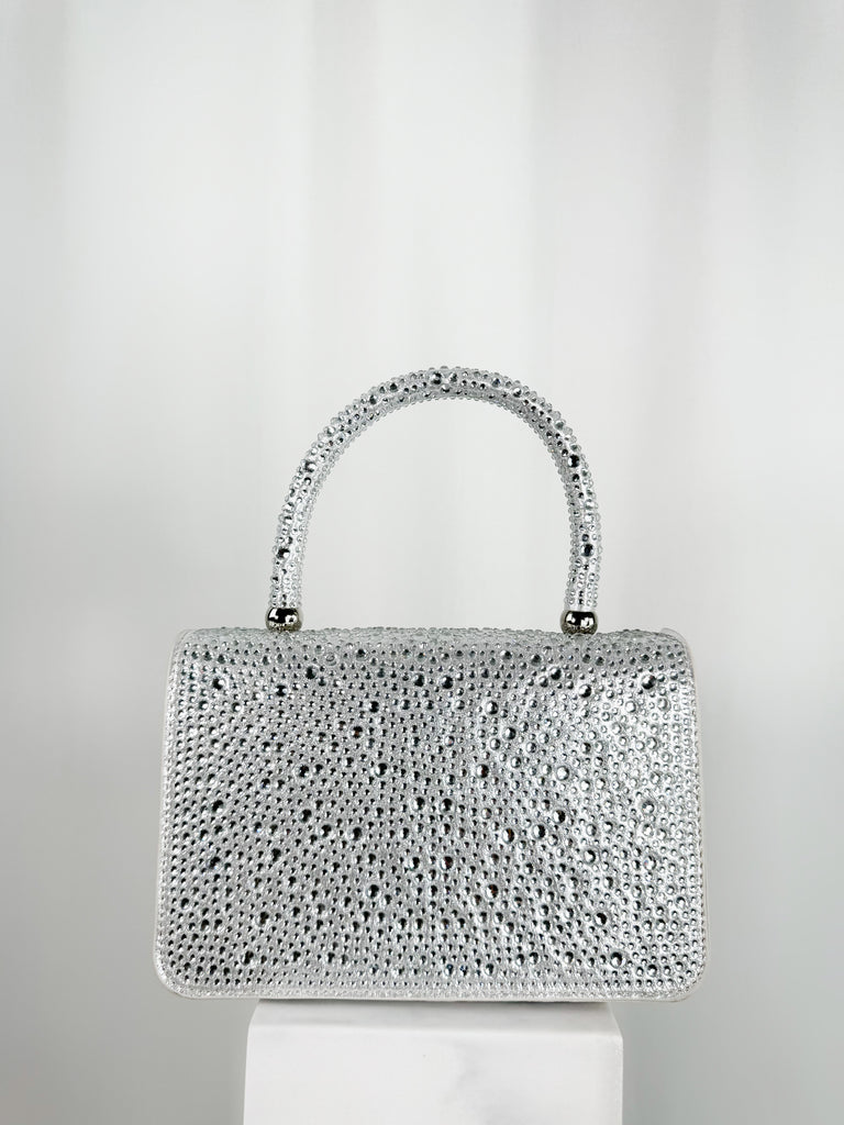 Clutch Bag with Stones - Silver