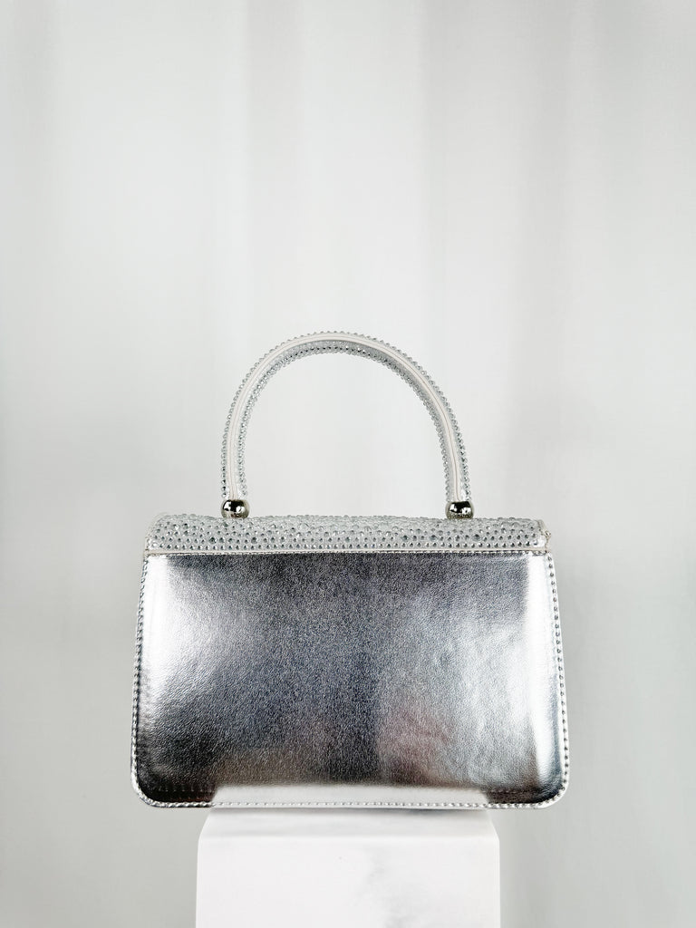Clutch Bag with Stones - Silver