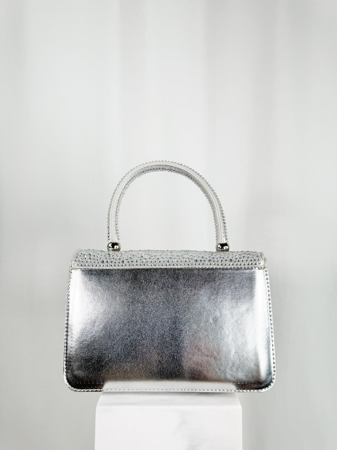 Clutch Bag with Stones - Silver