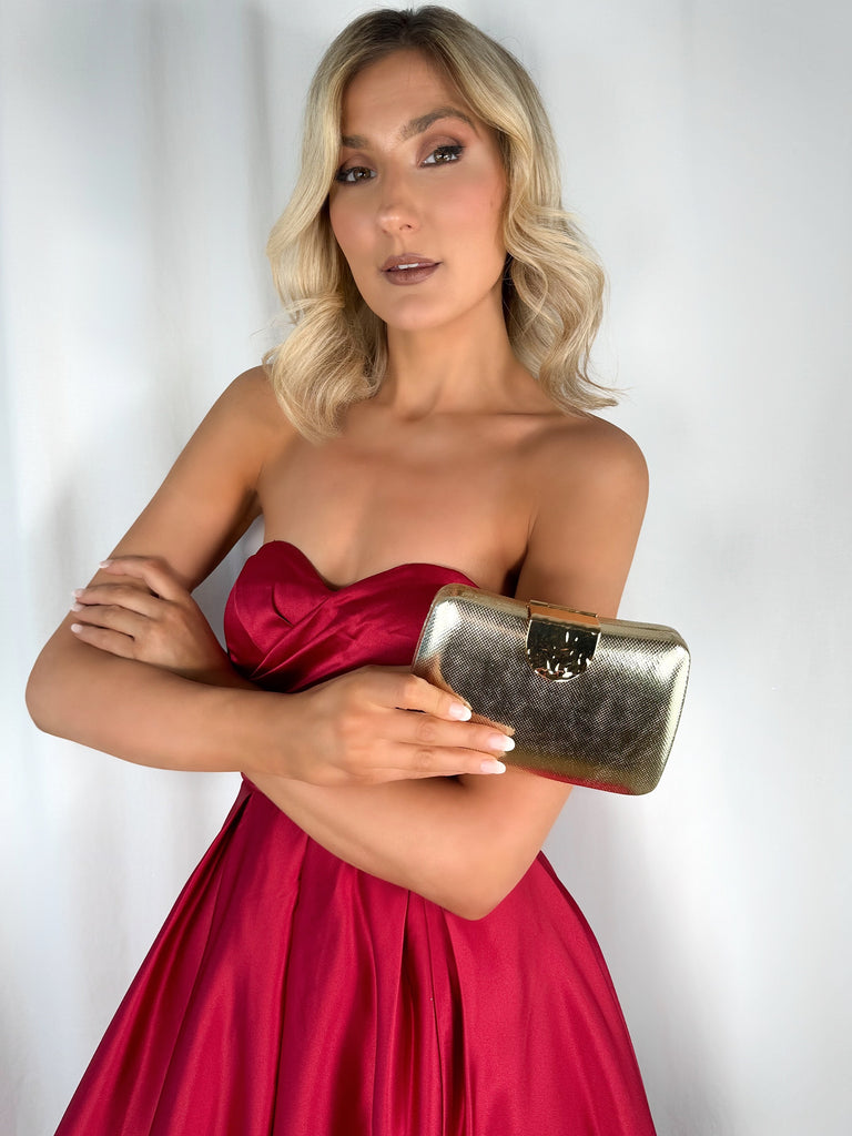 Clutch Bag with Pattern Buckle - Gold