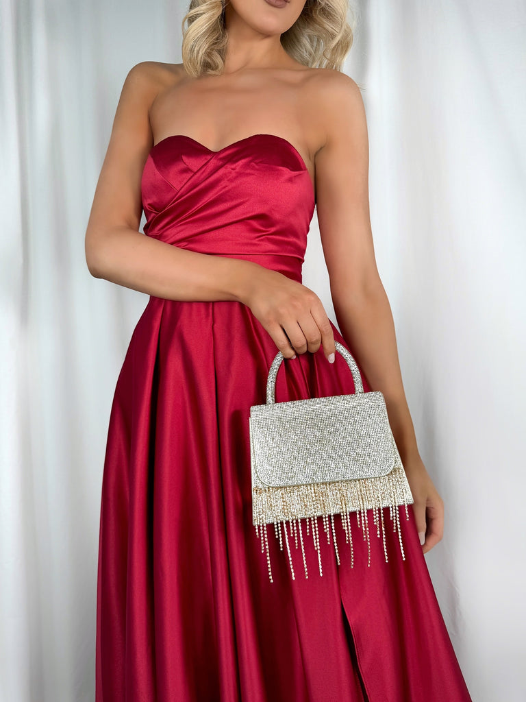 Fringe Top Handle Bag - Gold