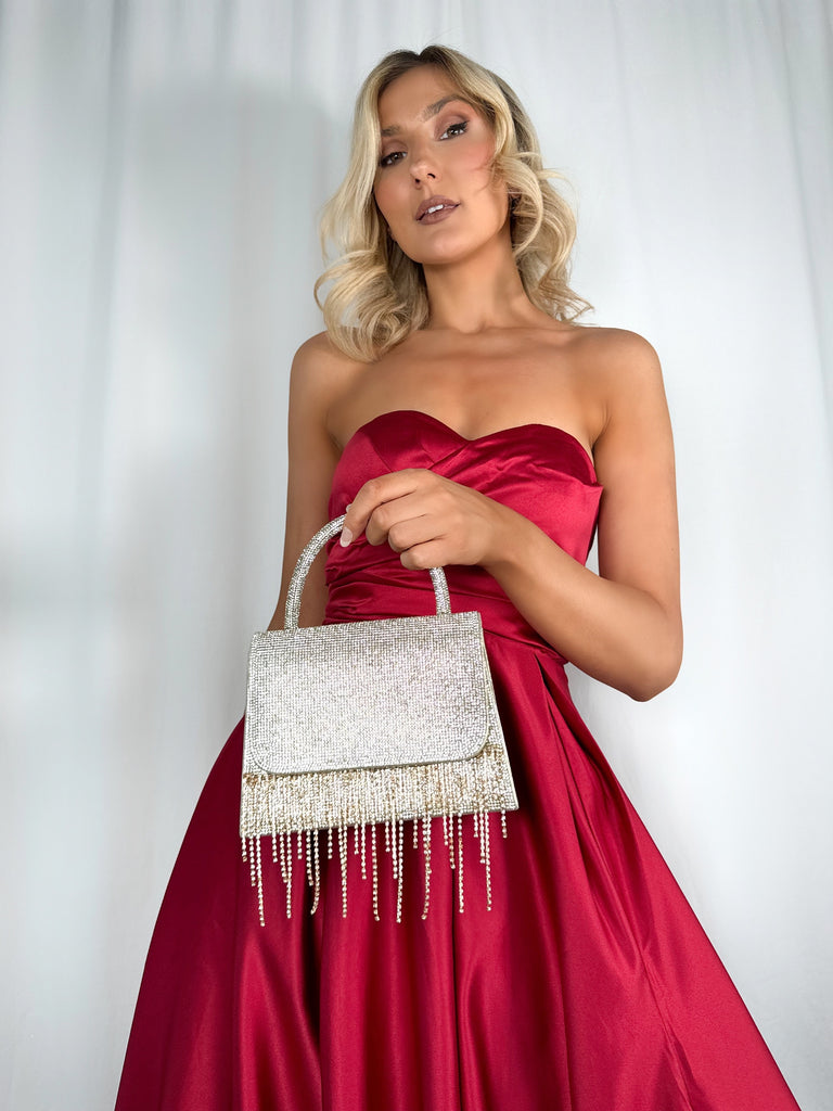Fringe Top Handle Bag - Gold