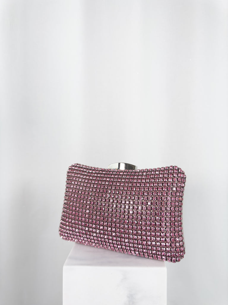 Clutch Bag with Silver Stones - Rose