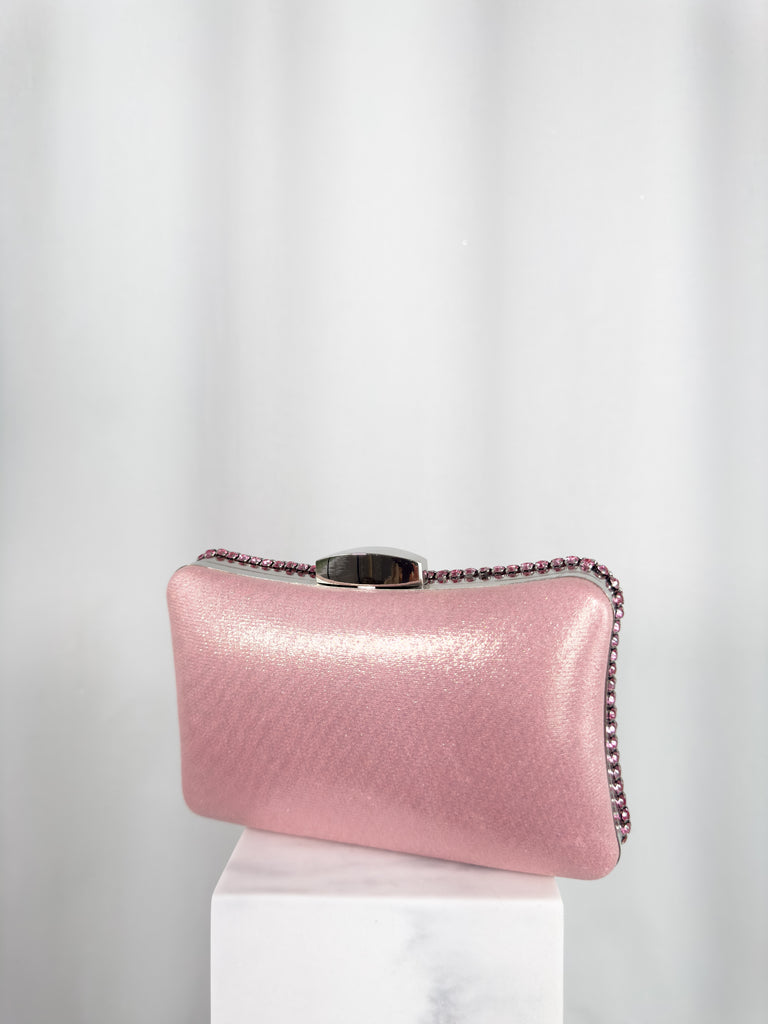 Clutch Bag with Silver Stones - Rose
