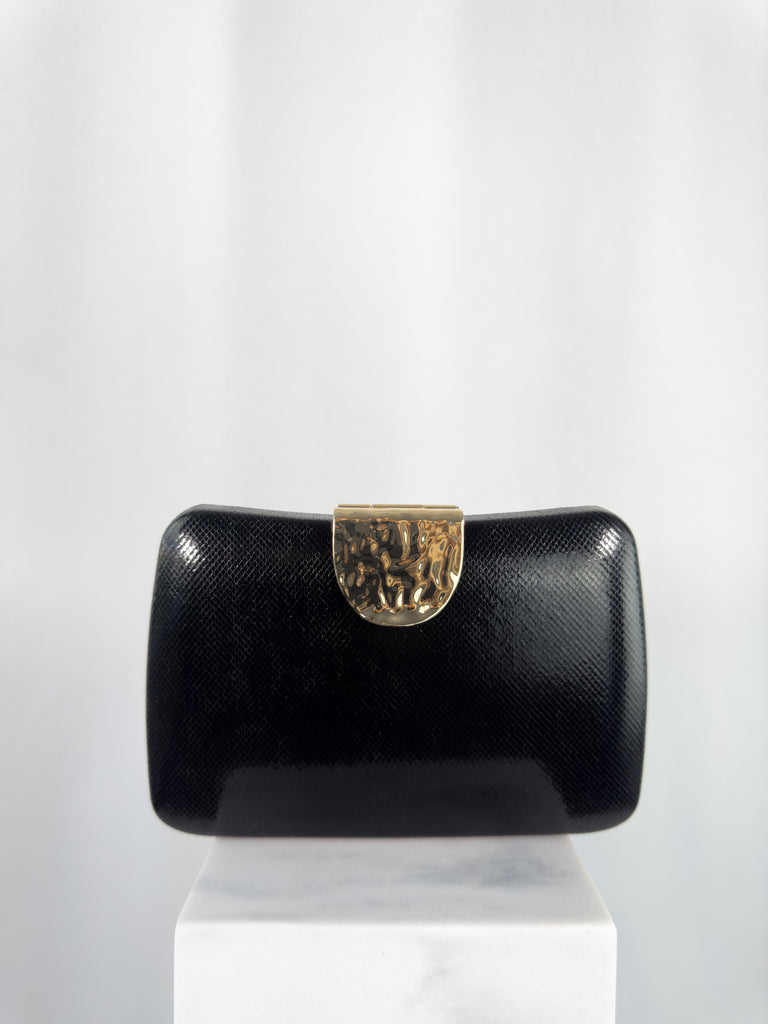Clutch Bag with Pattern Buckle - Black