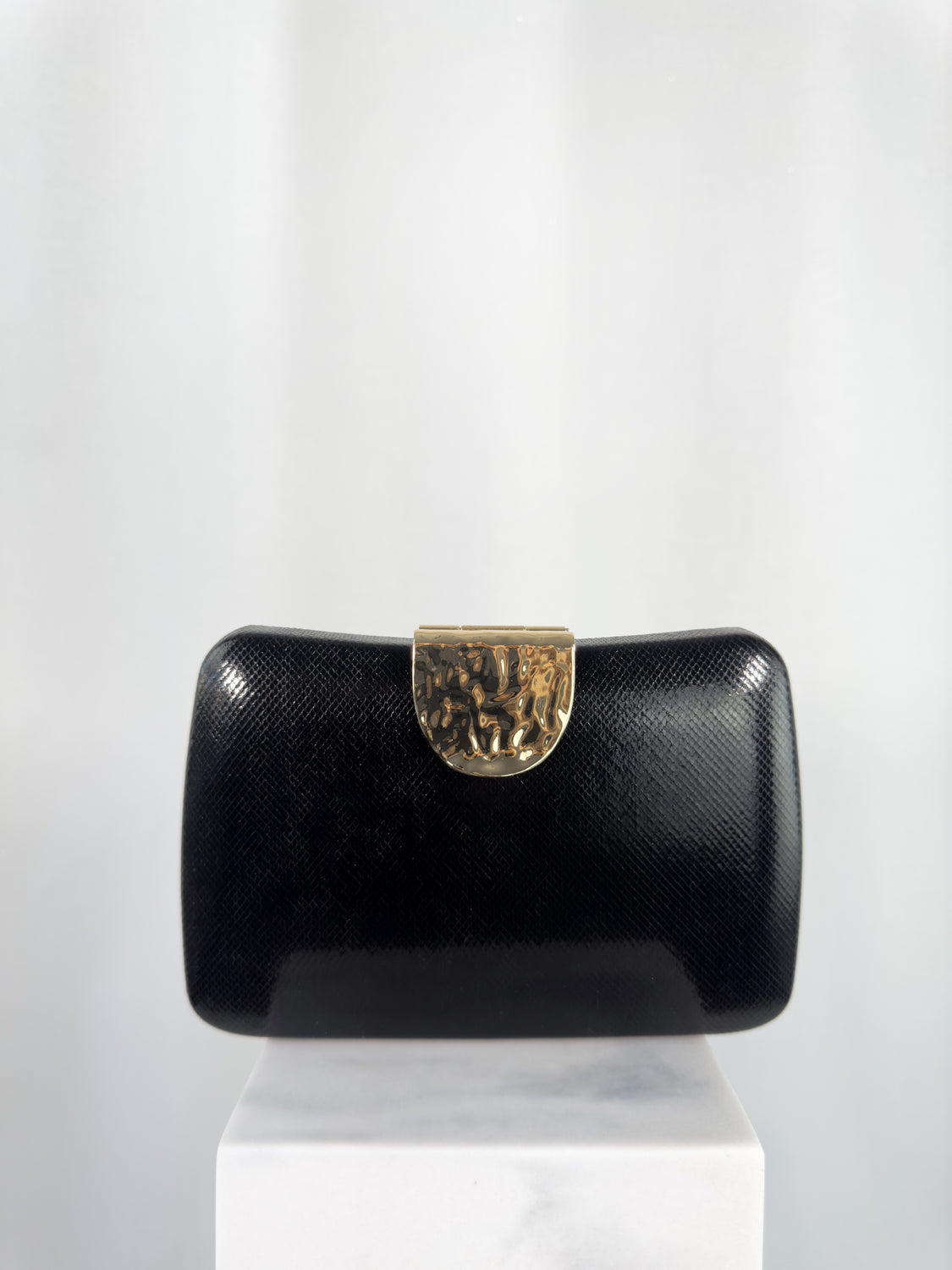 Clutch Bag with Pattern Buckle - Black
