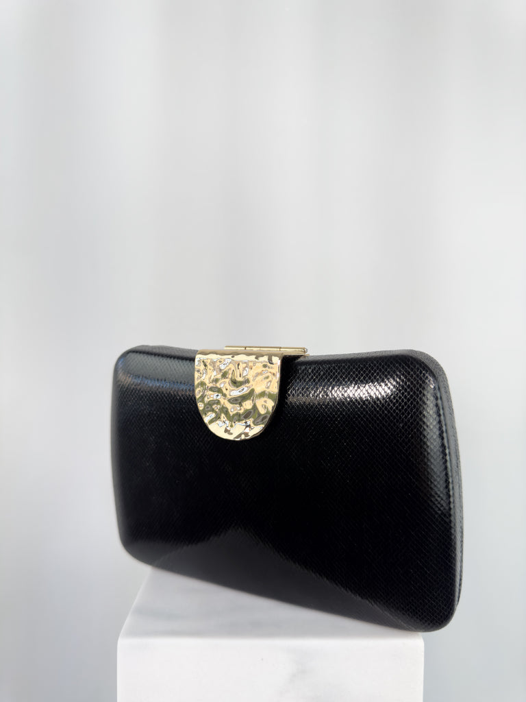 Clutch Bag with Pattern Buckle - Black