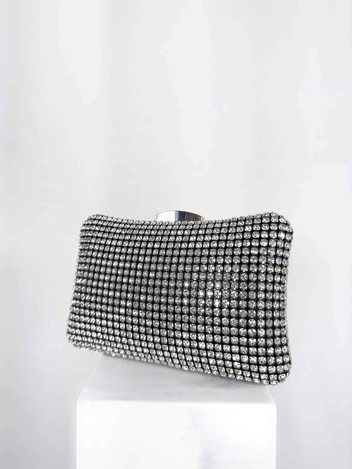 Clutch Bag with Silver Stones - Black