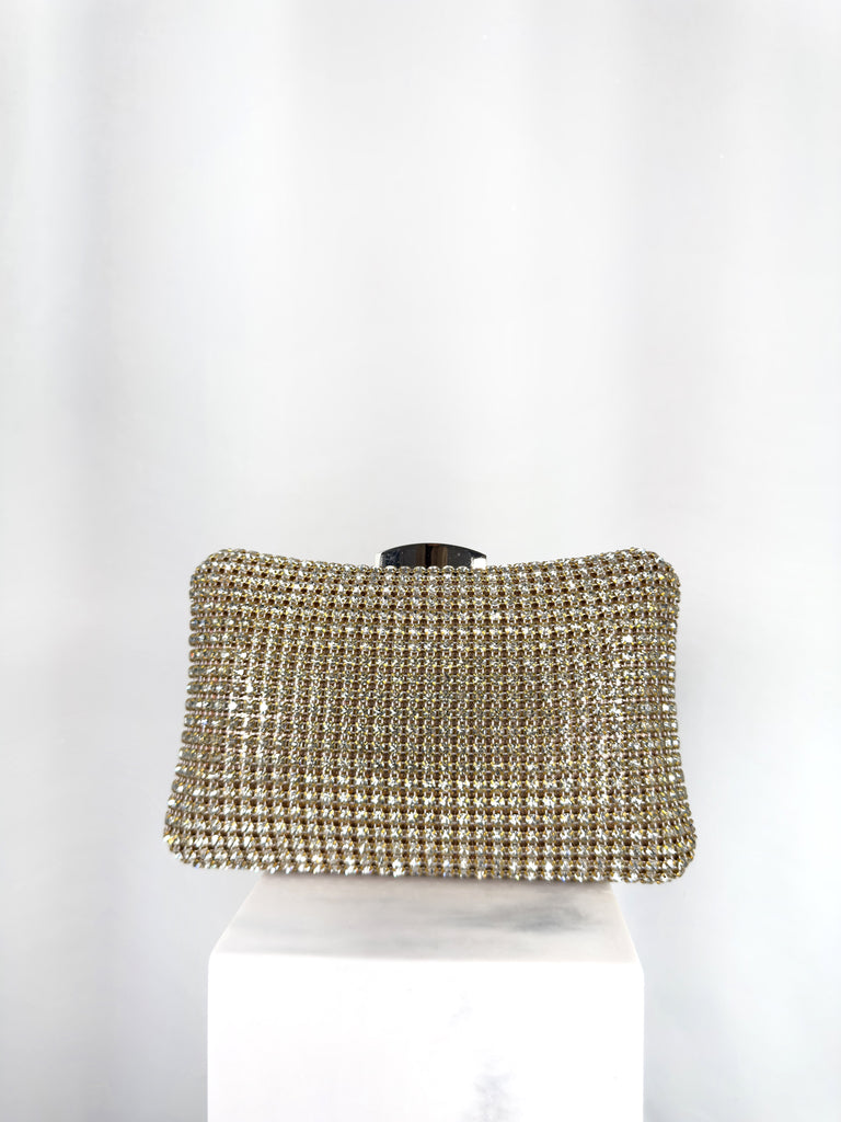 Clutch Bag with Silver Stones - Gold