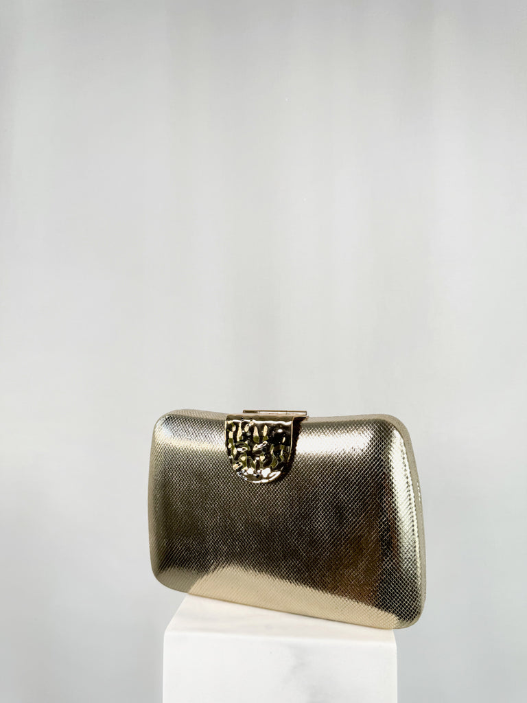 Clutch Bag with Pattern Buckle - Gold