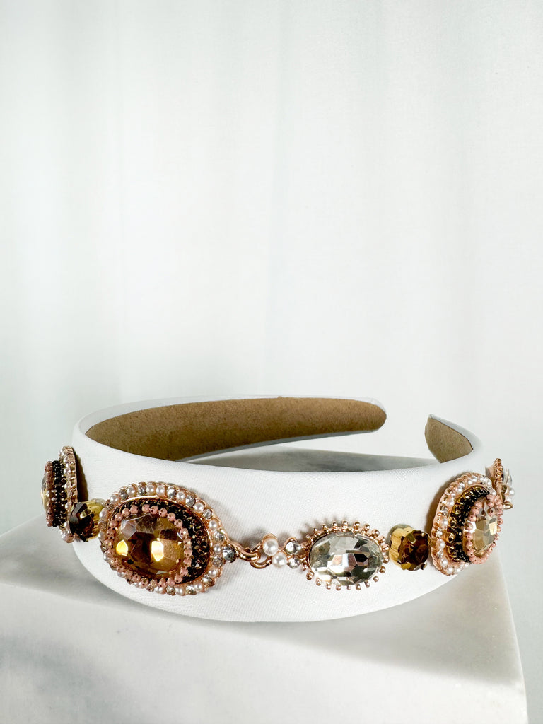 White Headband with Stones