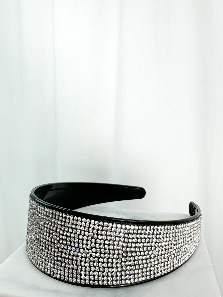 Black Large Headband with Small Stones