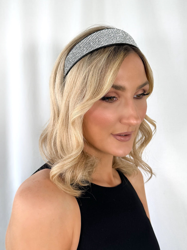 Black Large Headband with Small Stones