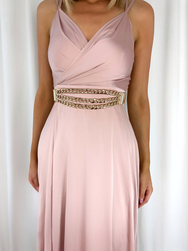 Gold Elastic Waist Belt with Gold Chains