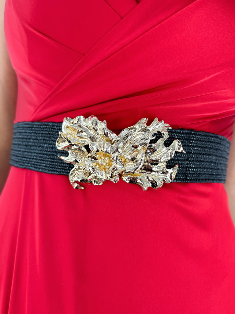 Vivian Gold Buckle Belt - Black