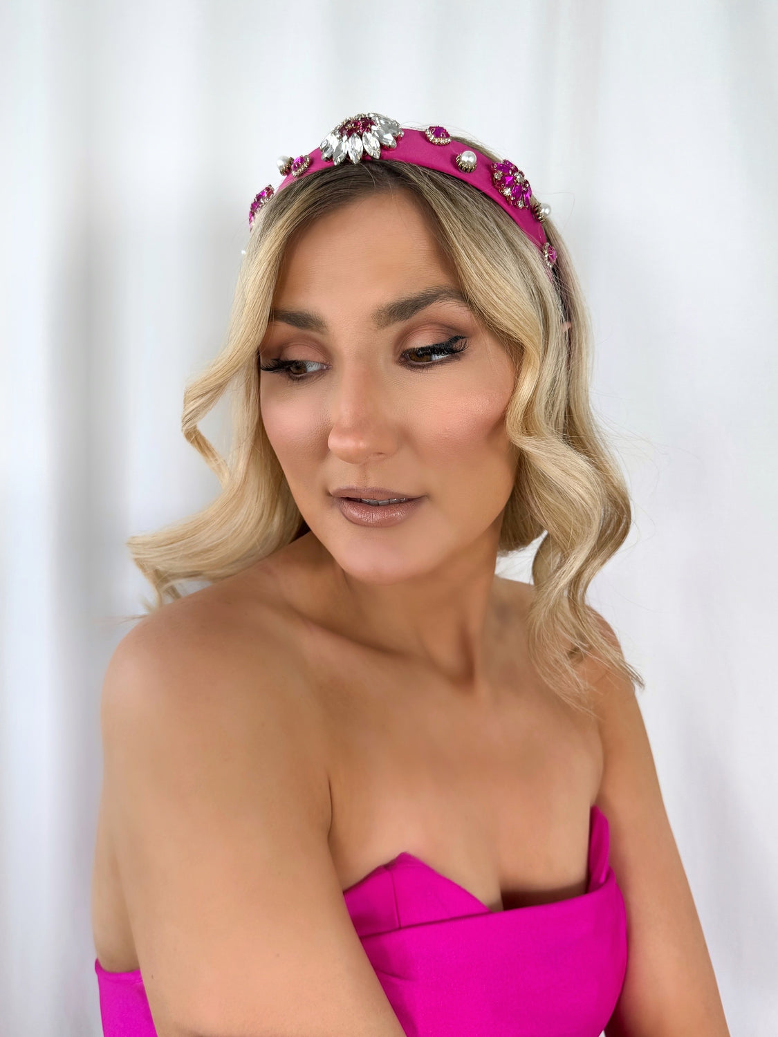 Fuchsia Headband with Stones - Flower Shape