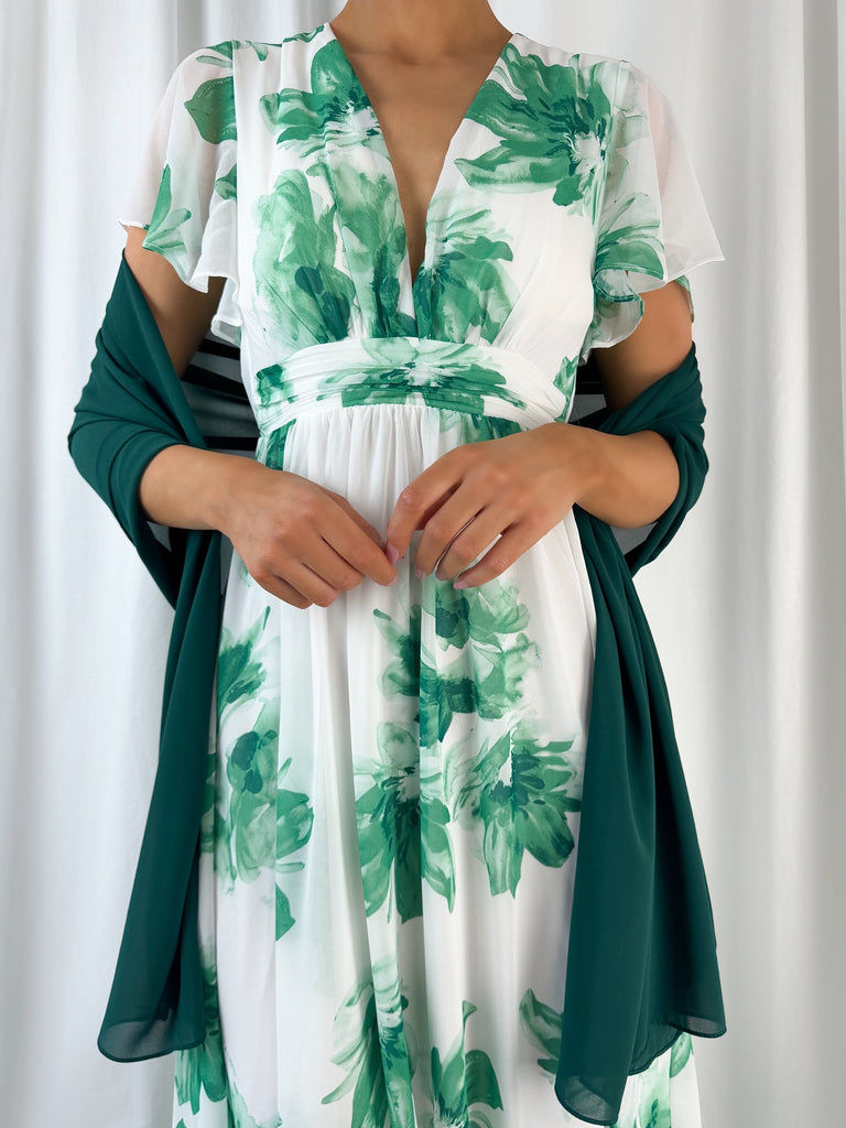 Chiffon Wrap Wedding Scarf - Dark Green