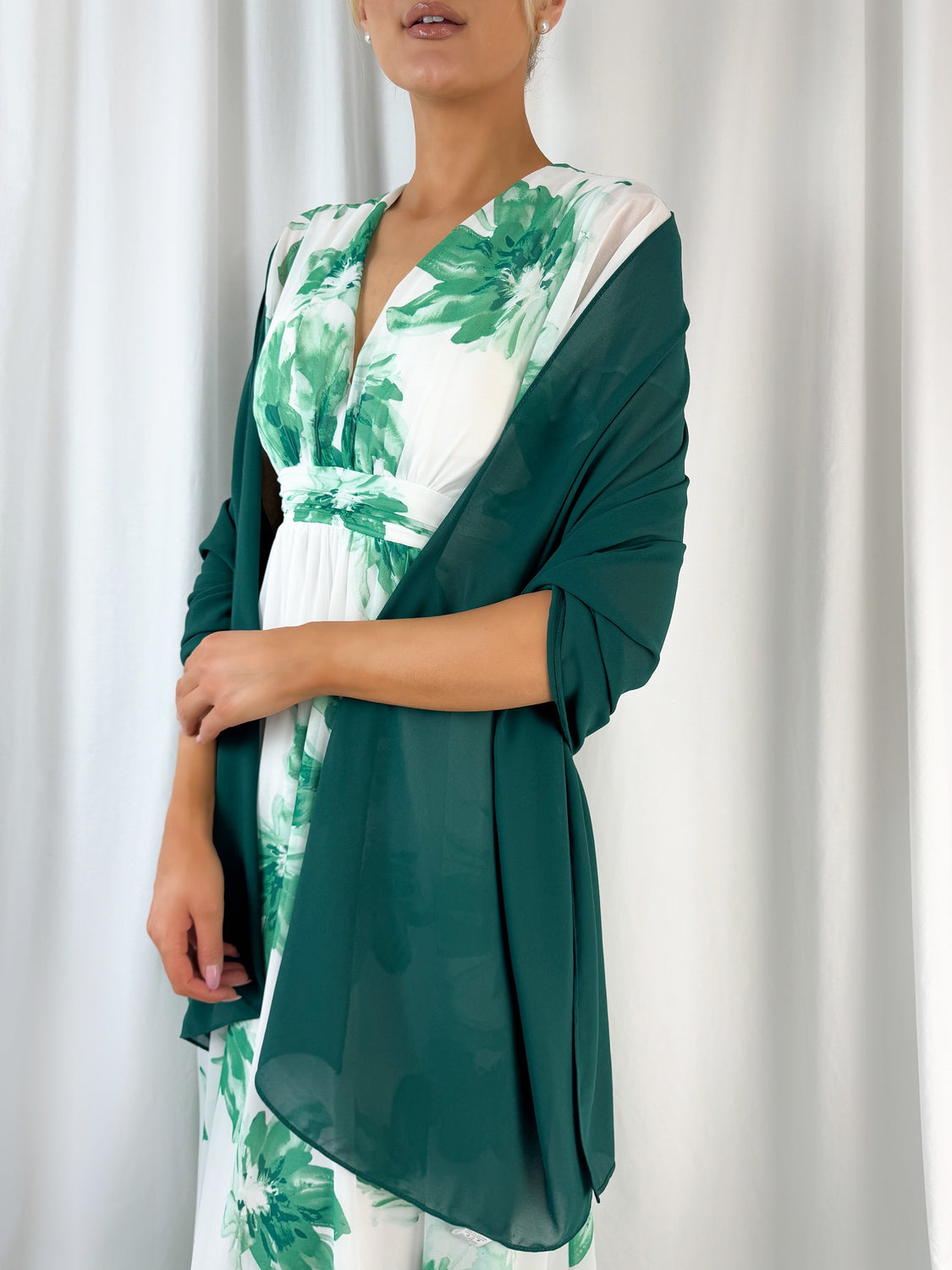 Chiffon Wrap Wedding Scarf - Dark Green