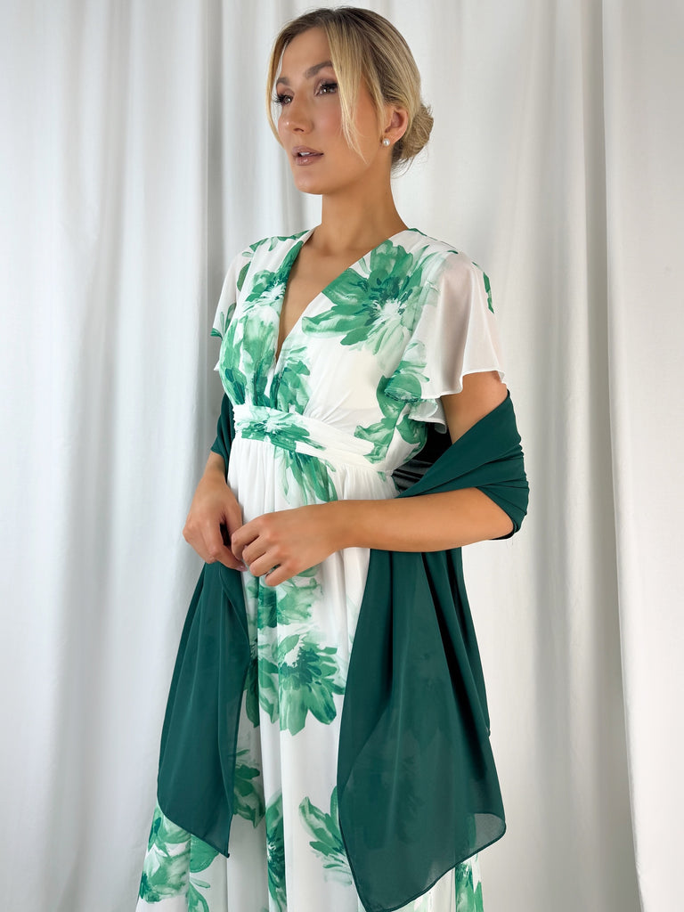 Chiffon Wrap Wedding Scarf - Dark Green