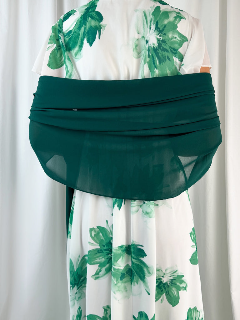 Chiffon Wrap Wedding Scarf - Dark Green