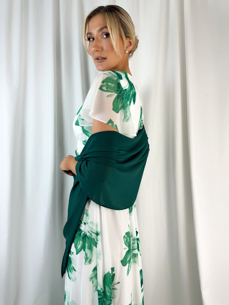 Chiffon Wrap Wedding Scarf - Dark Green