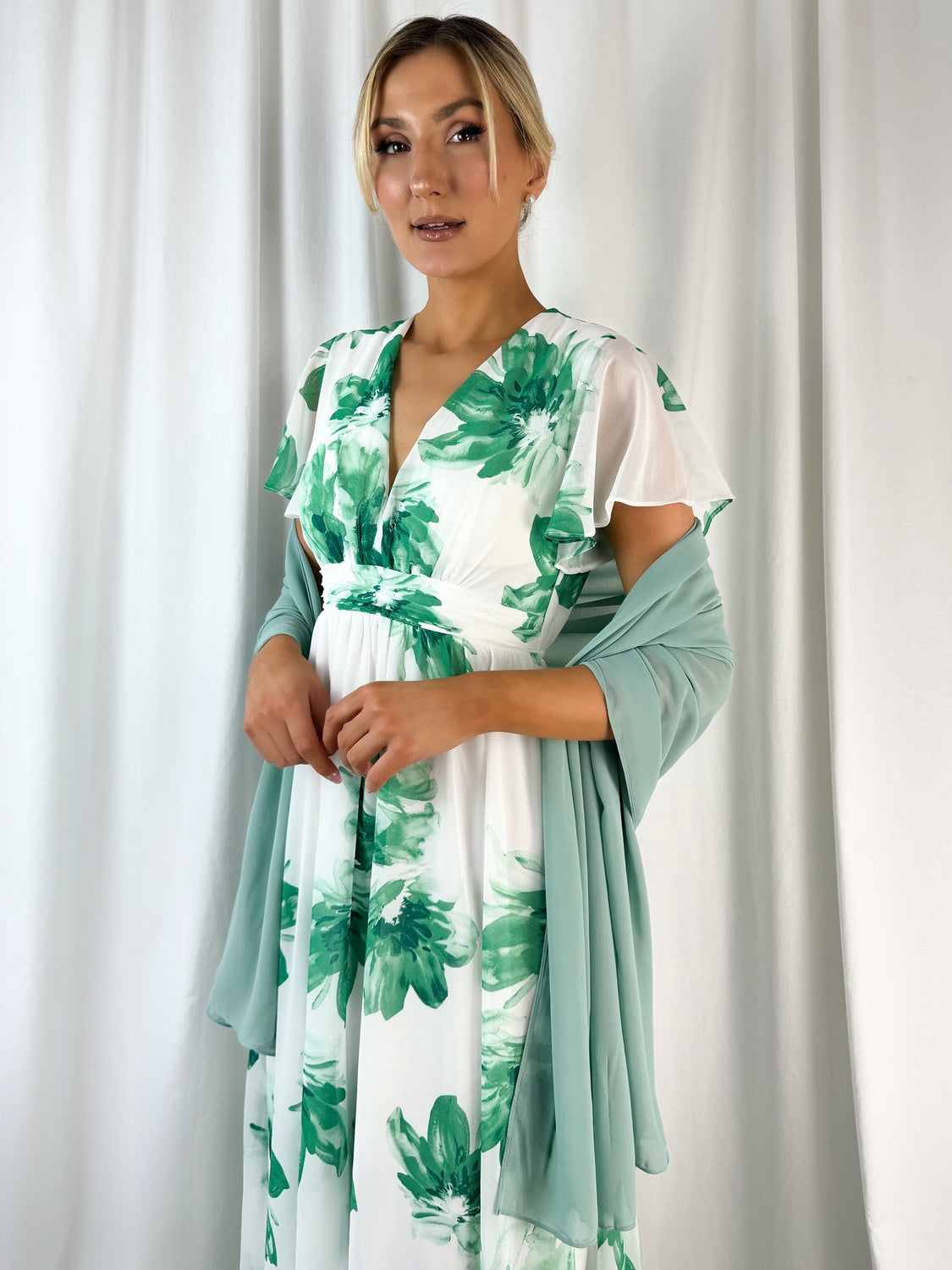 Chiffon Wrap Wedding Scarf - Light Green