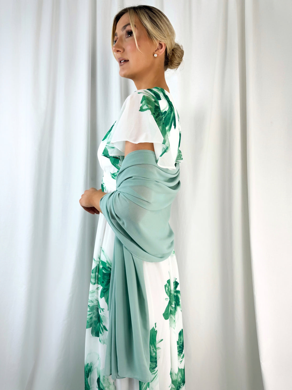 Chiffon Wrap Wedding Scarf - Light Green