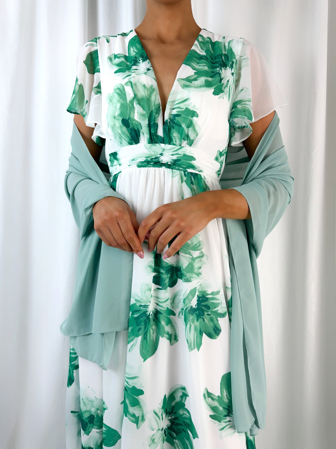 Chiffon Wrap Wedding Scarf - Light Green