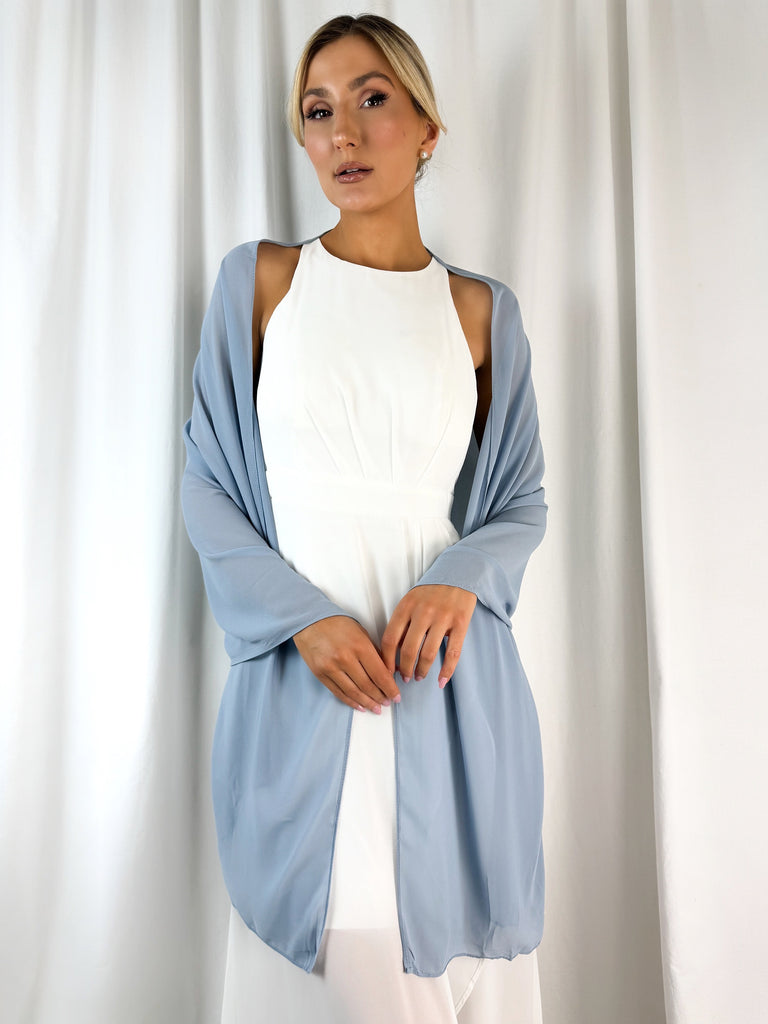 Chiffon Wrap Wedding Scarf - Blue