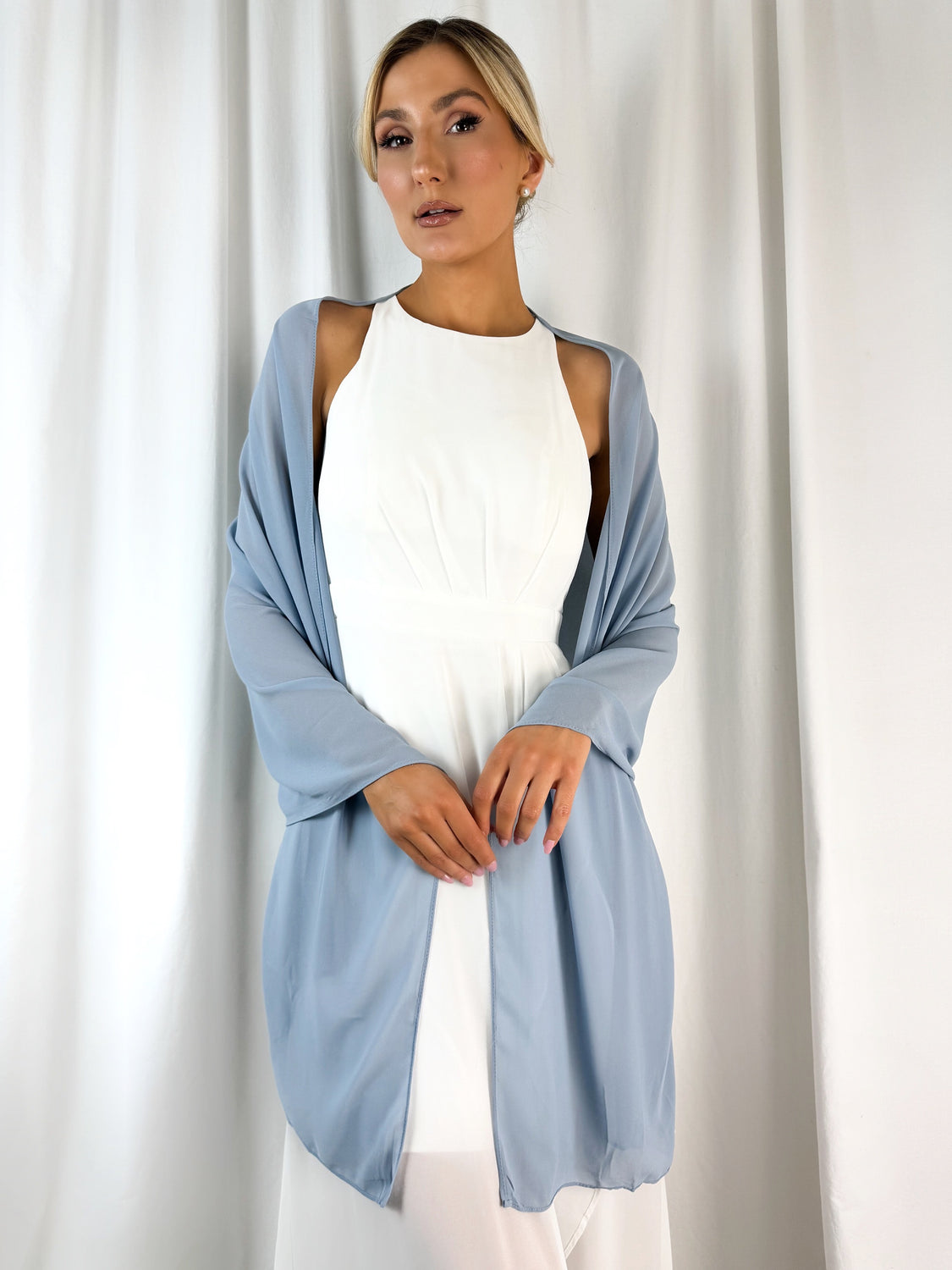 Chiffon Wrap Wedding Scarf - Blue