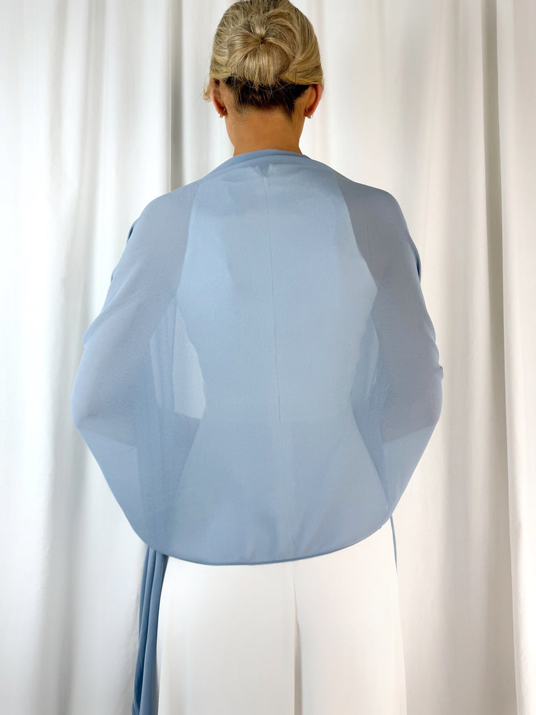Chiffon Wrap Wedding Scarf - Blue