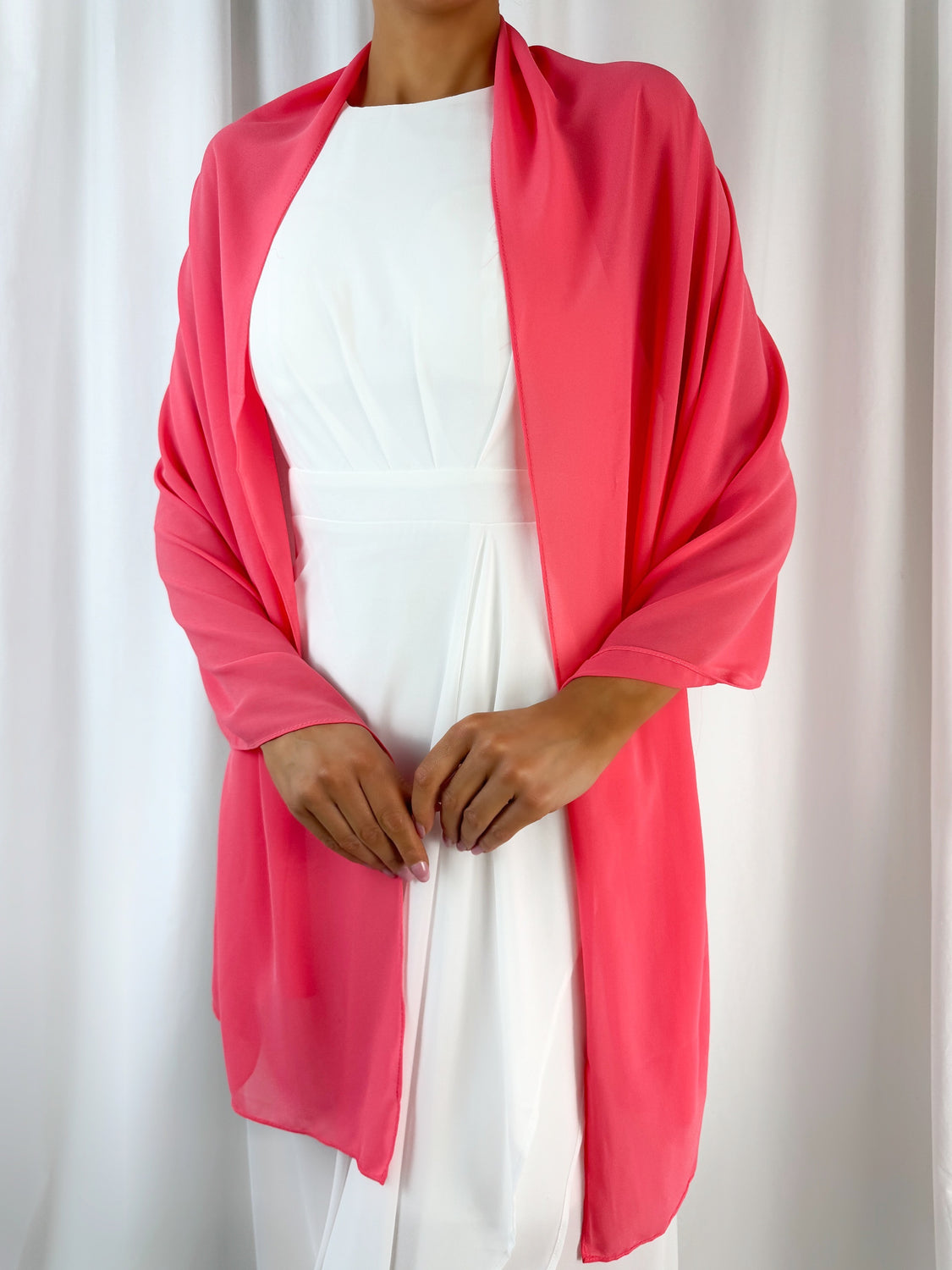 Chiffon Wrap Wedding Scarf - Coral