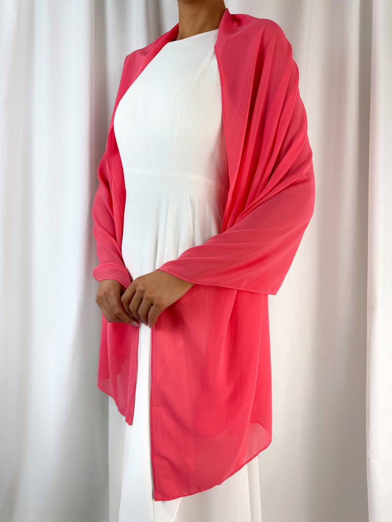 Chiffon Wrap Wedding Scarf - Coral