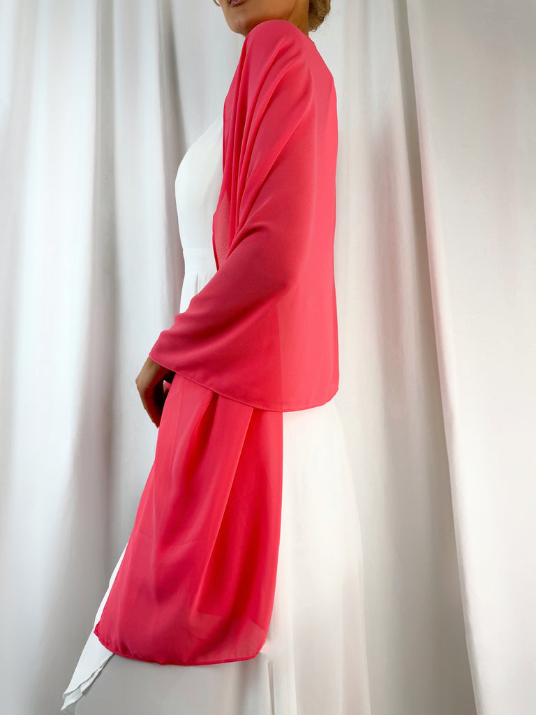 Chiffon Wrap Wedding Scarf - Coral