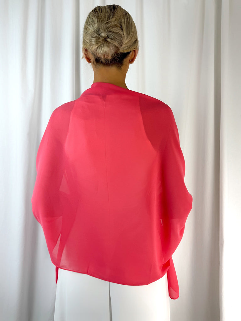 Chiffon Wrap Wedding Scarf - Coral