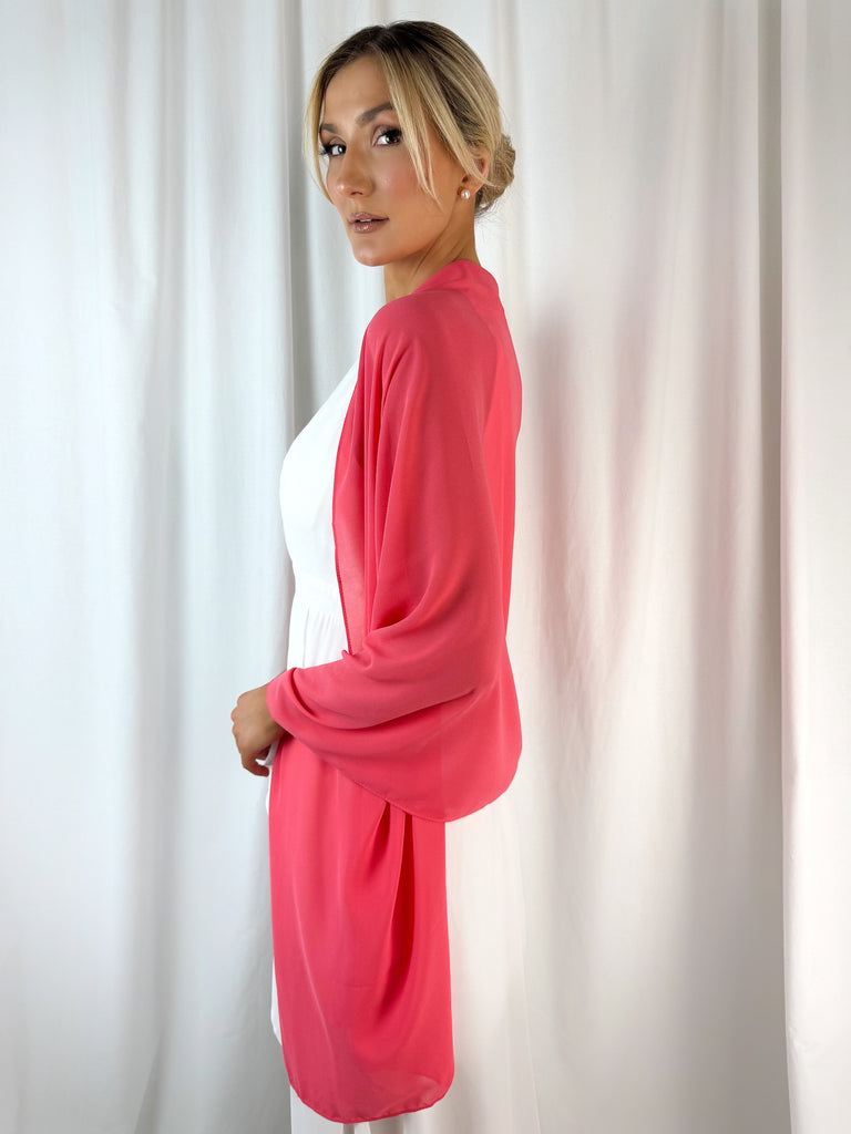 Chiffon Wrap Wedding Scarf - Coral