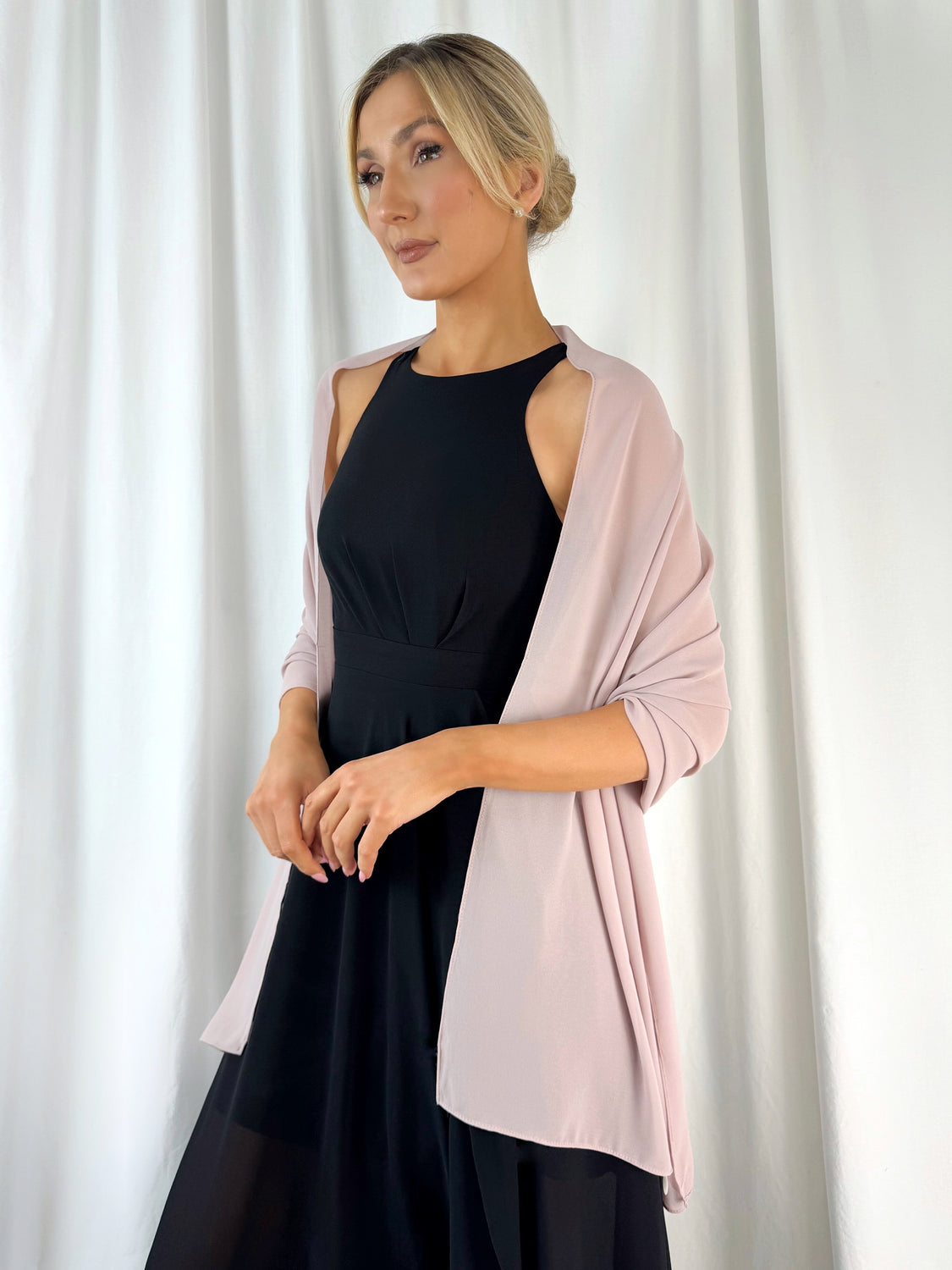 Chiffon Wrap Wedding Scarf - Rose