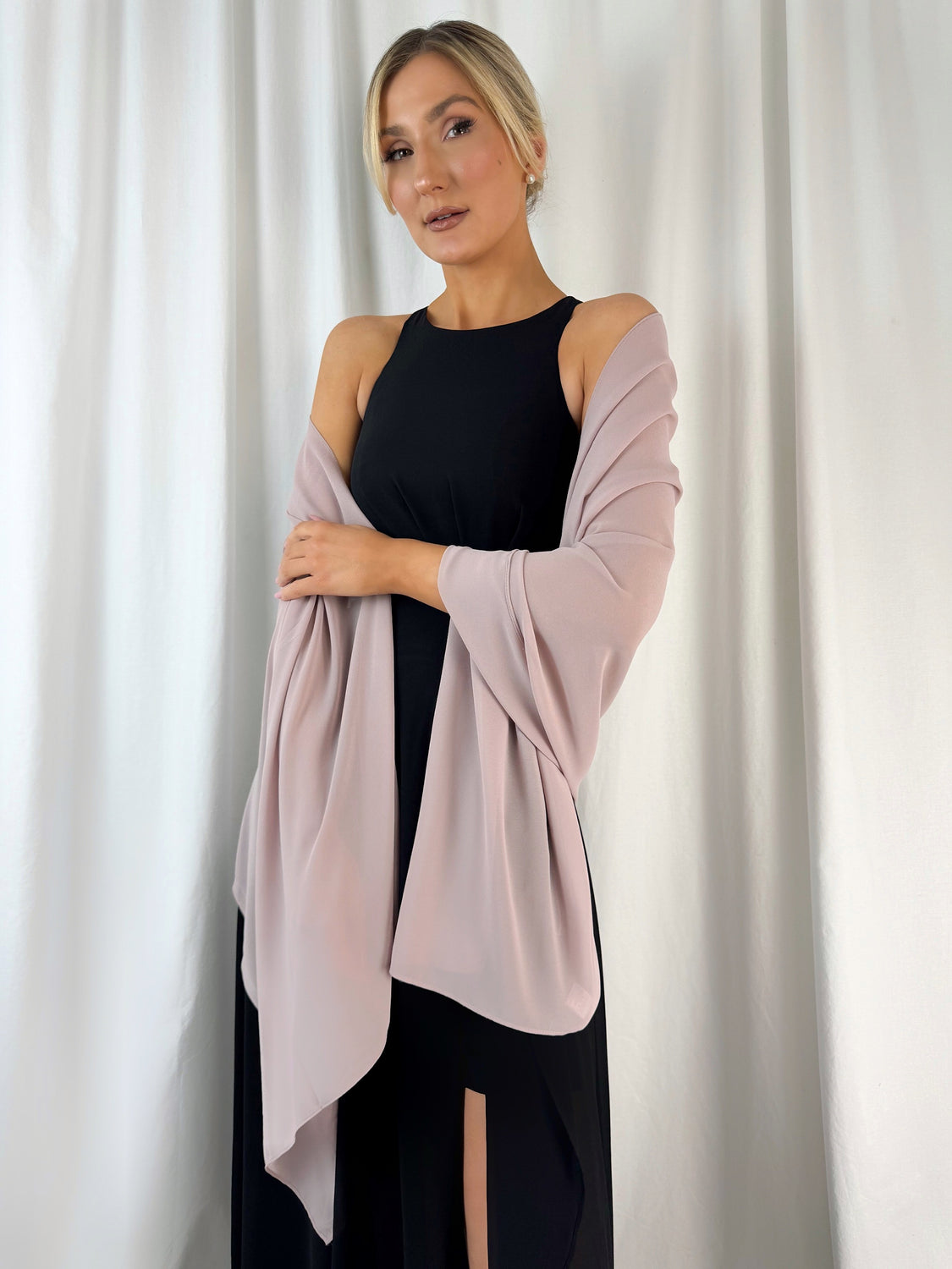 Chiffon Wrap Wedding Scarf - Rose