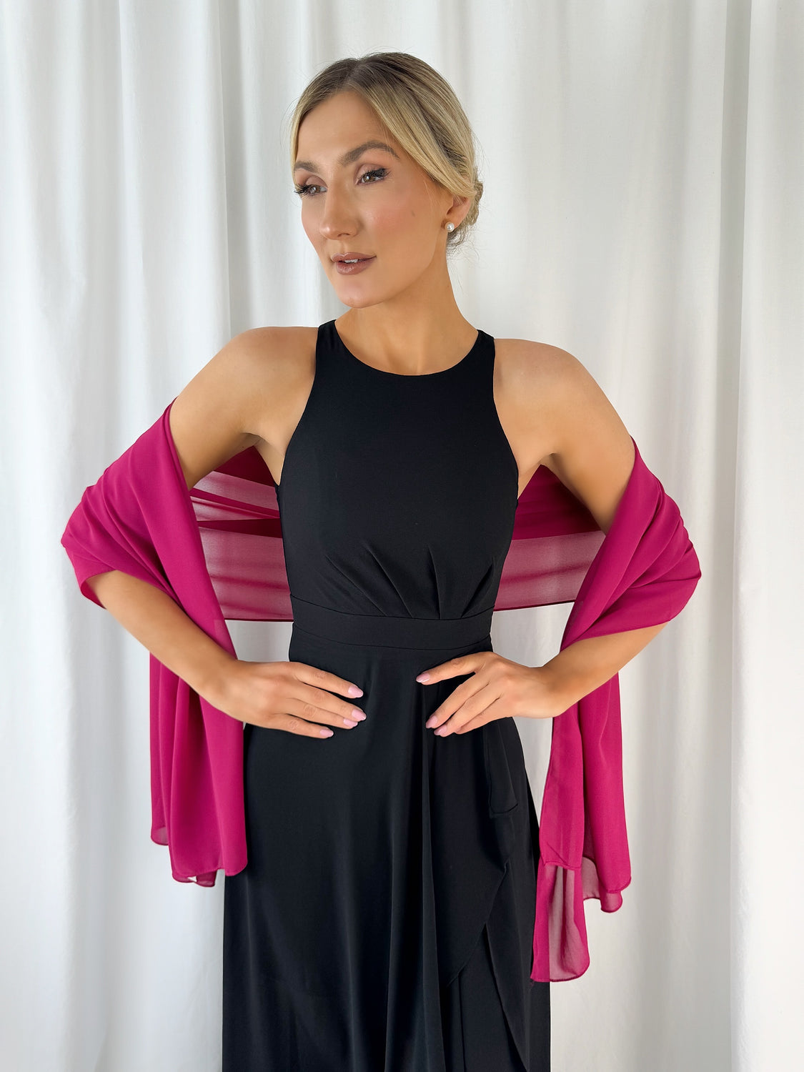 Chiffon Wrap Wedding Scarf - Fuchsia