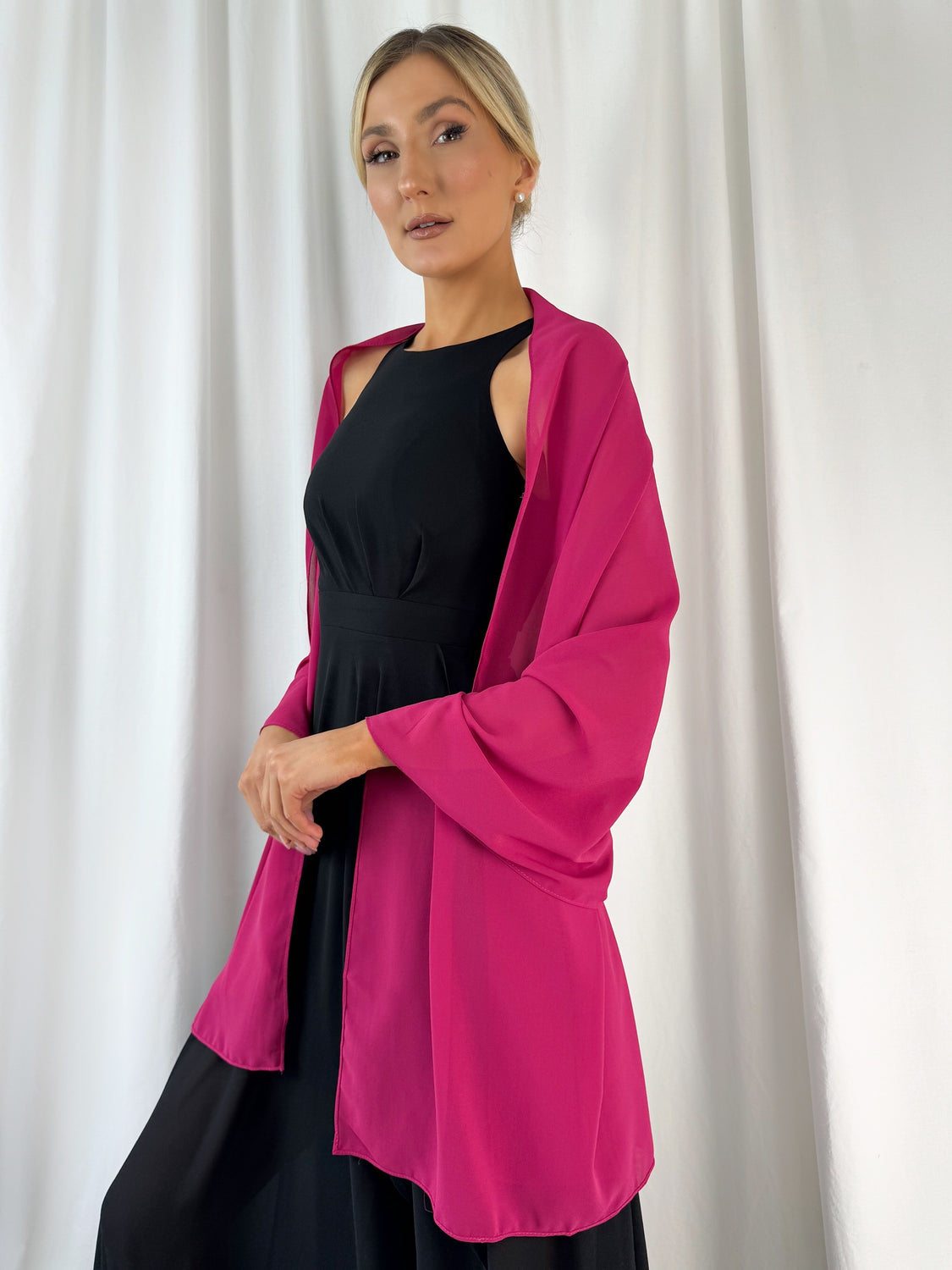 Chiffon Wrap Wedding Scarf - Fuchsia