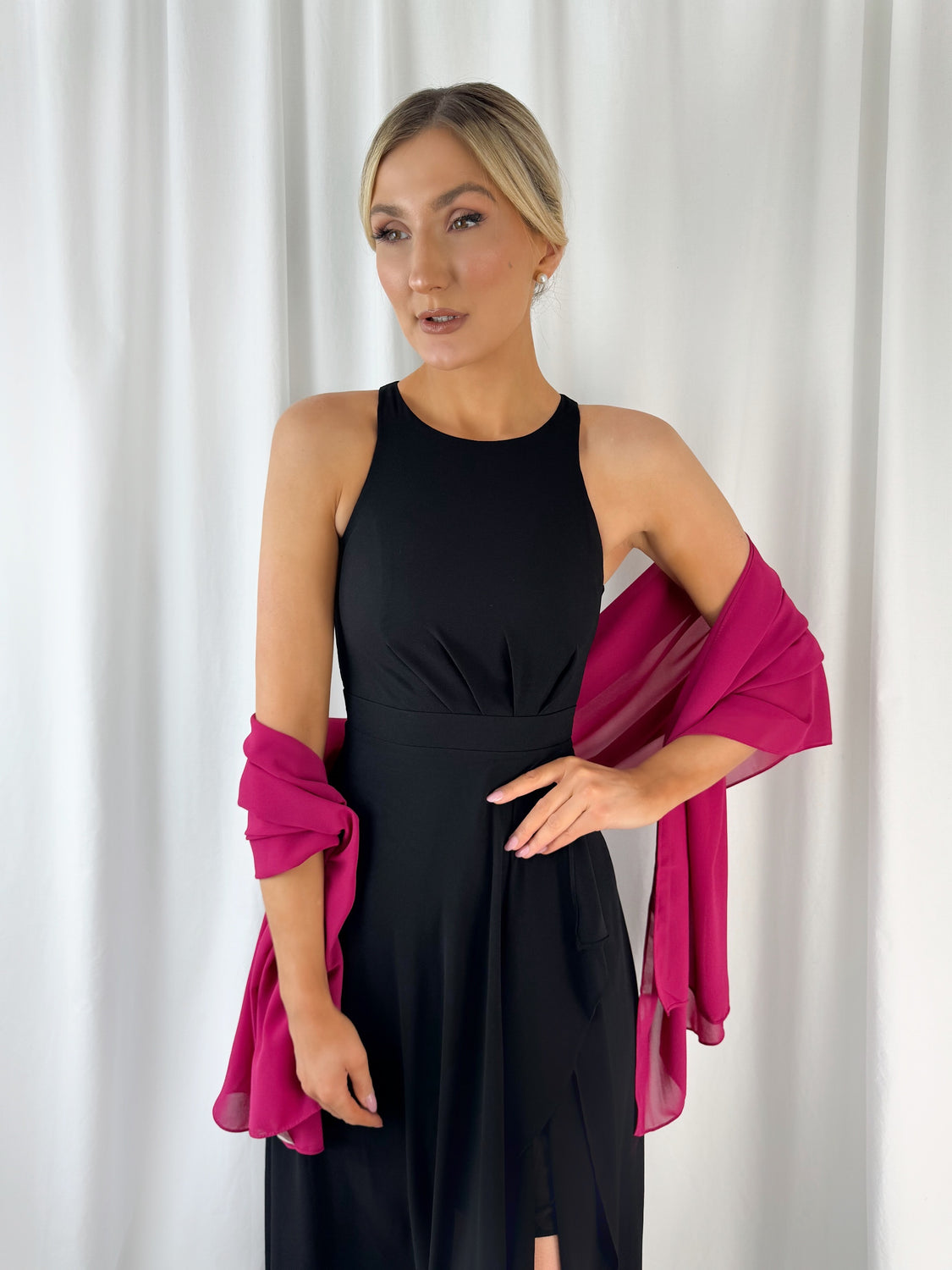 Chiffon Wrap Wedding Scarf - Fuchsia