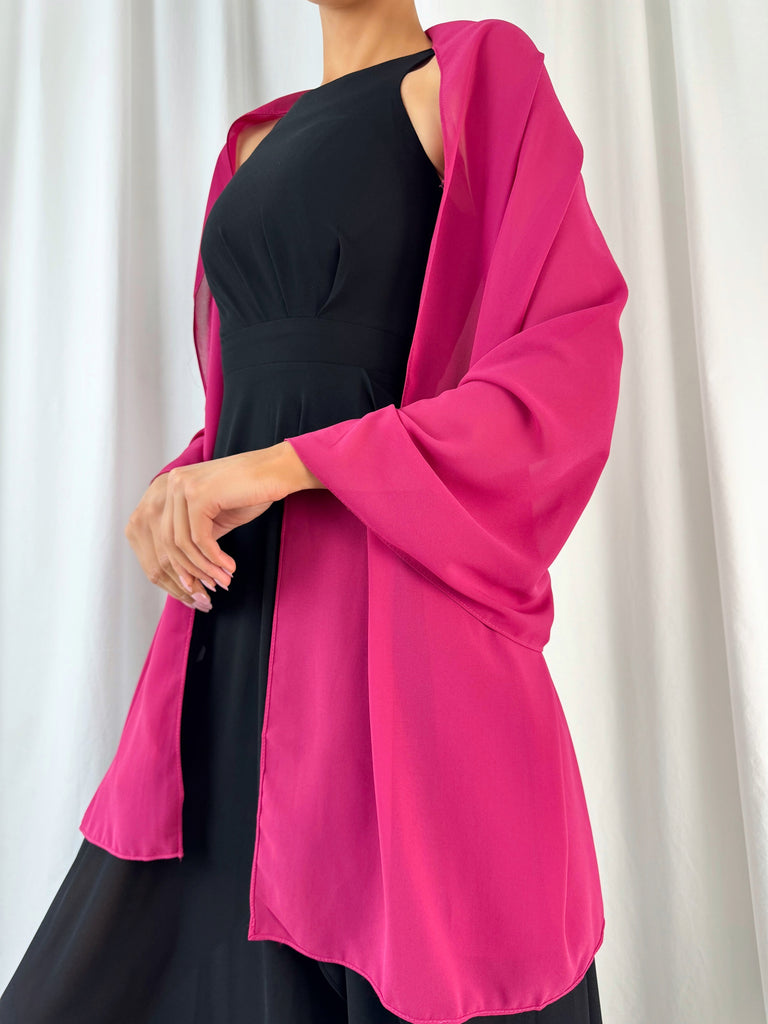 Chiffon Wrap Wedding Scarf - Fuchsia