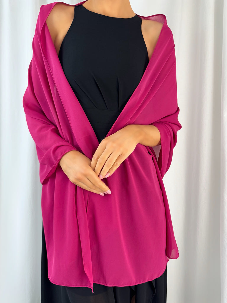 Chiffon Wrap Wedding Scarf - Fuchsia