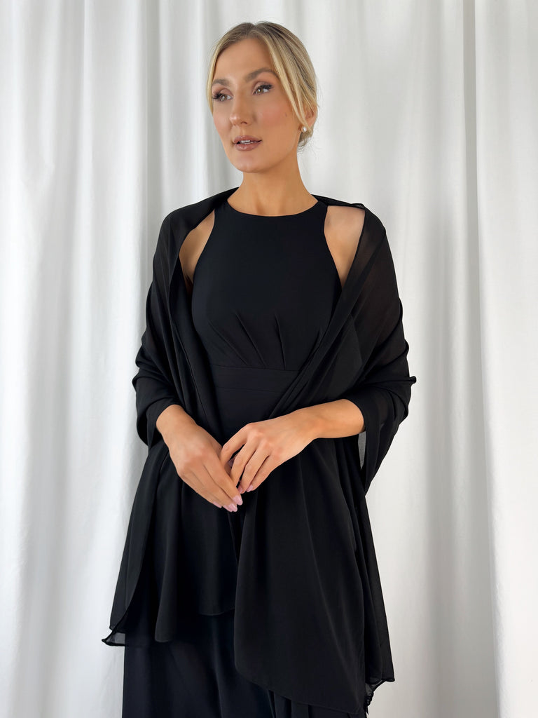 Chiffon Wrap Wedding Scarf - Black