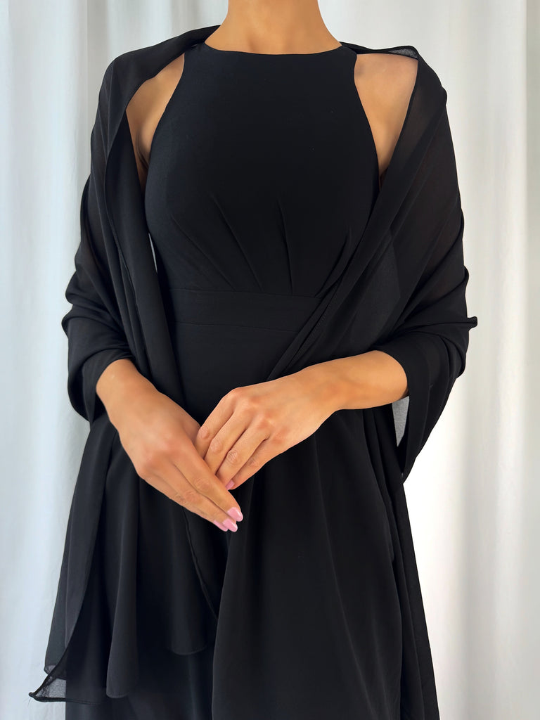 Chiffon Wrap Wedding Scarf - Black