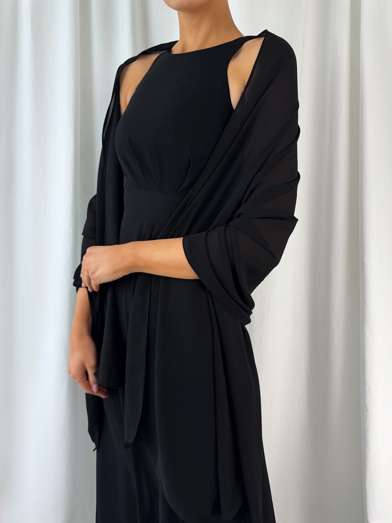 Chiffon Wrap Wedding Scarf - Black