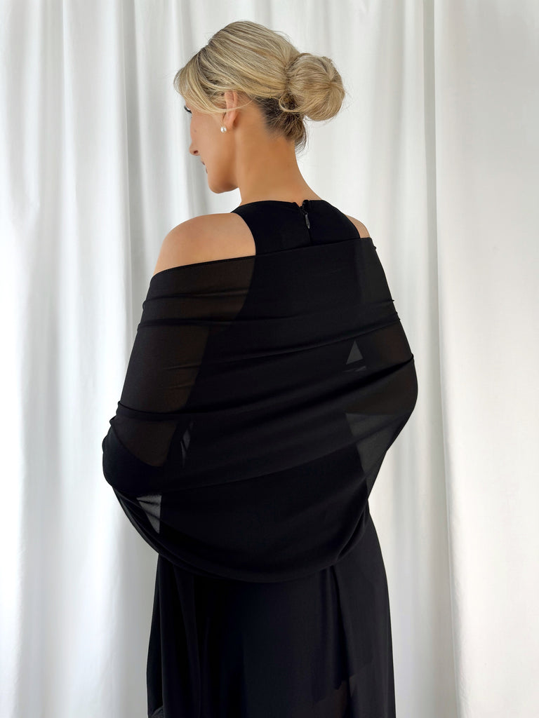 Chiffon Wrap Wedding Scarf - Black