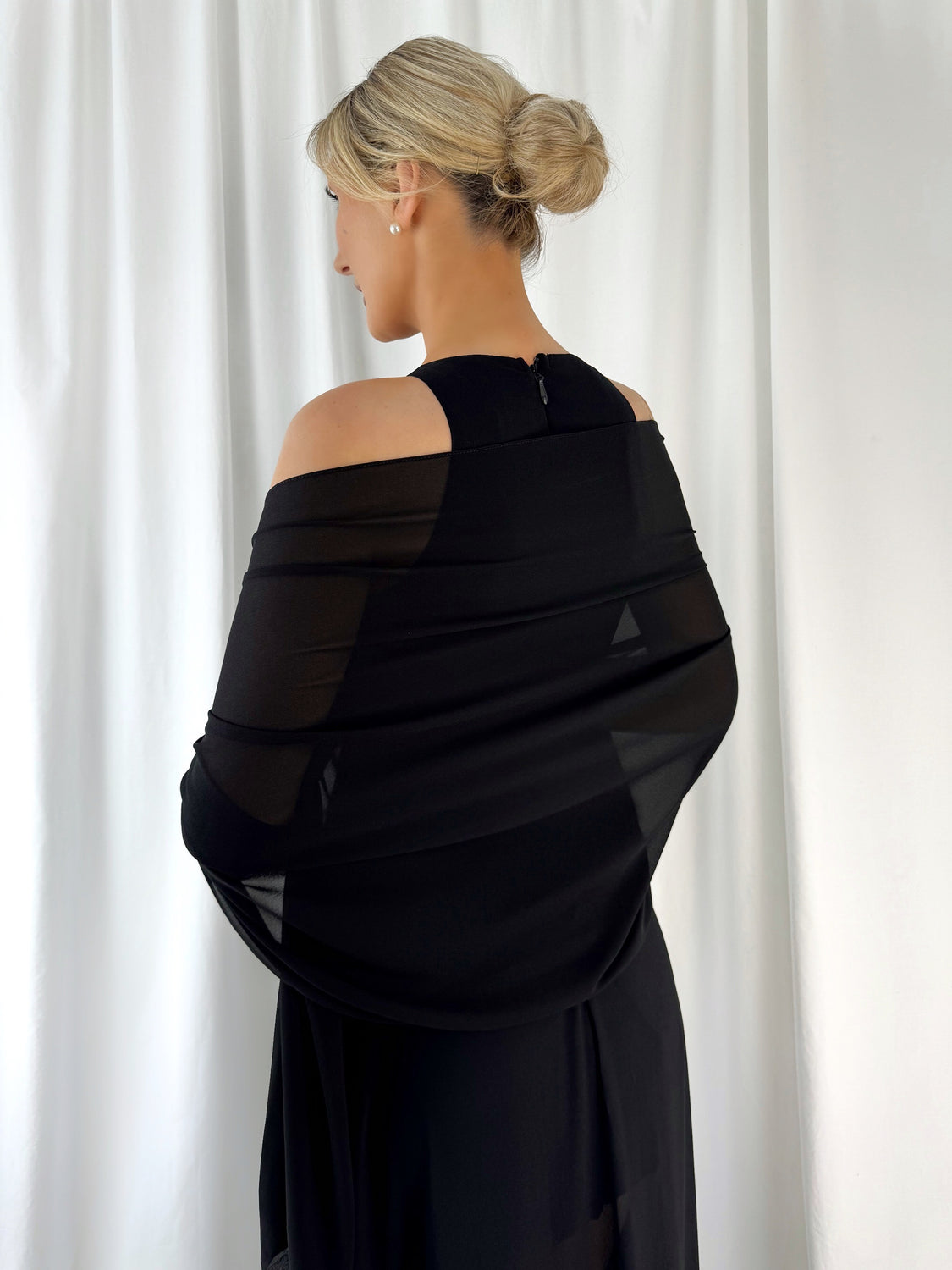 Chiffon Wrap Wedding Scarf - Black