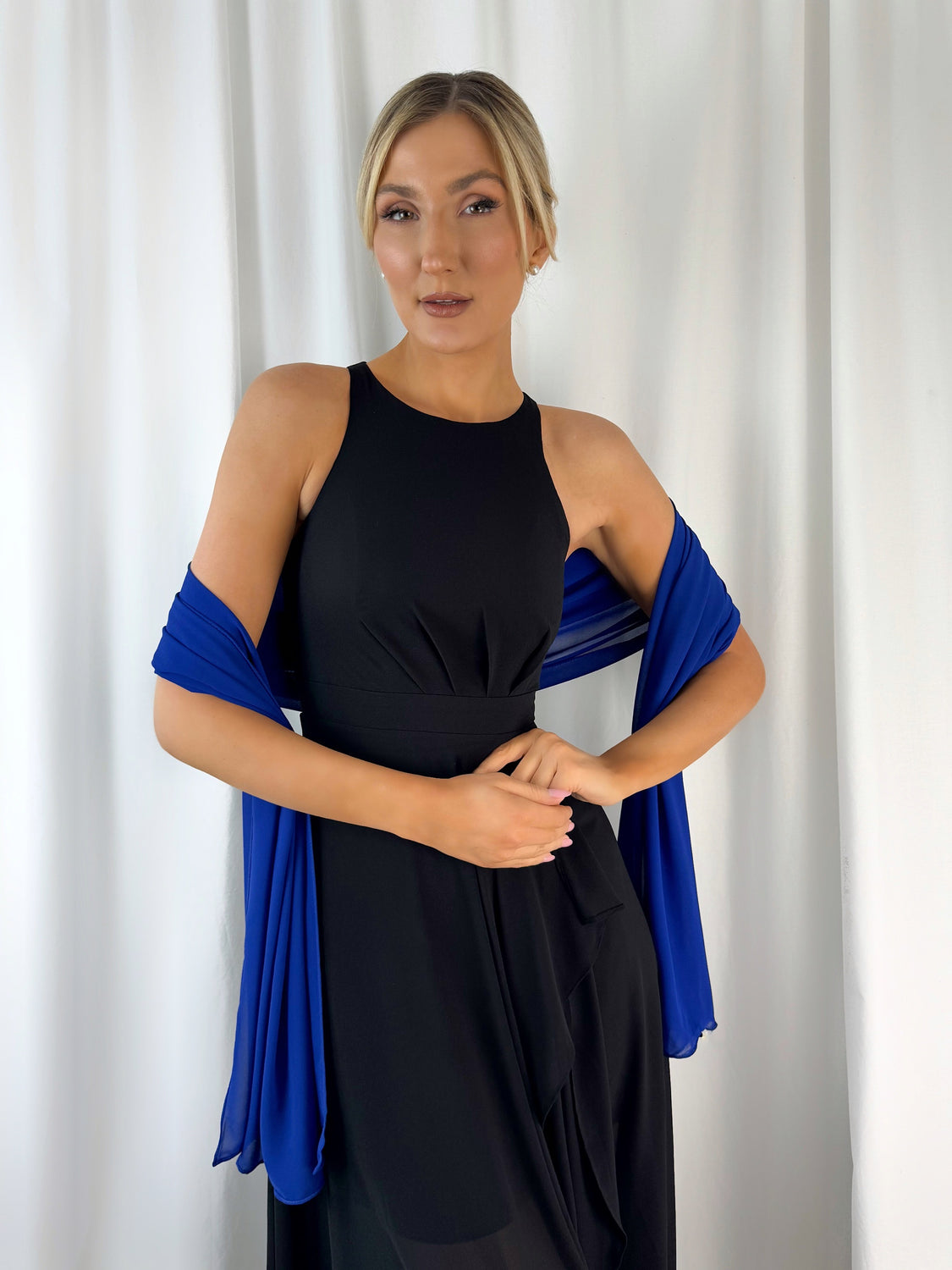 Chiffon Wrap Wedding Scarf - Cobalt