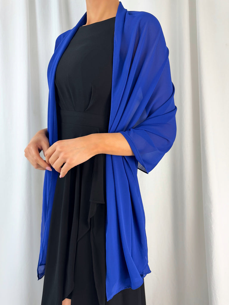Chiffon Wrap Wedding Scarf - Cobalt